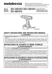 Metabo HPT DS 12DVF3 Manual De Instrucciones