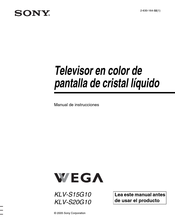 Sony WEGA KLV-S20G10 Manual De Instrucciones