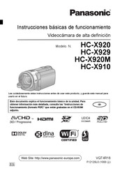 Panasonic HC-X920 Instrucciones Básicas De Funcionamiento