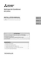 Mitsubishi Electric MXZ-2B20NA Manual De Instalación