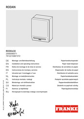 Franke RODX630 Instrucciones De Montaje Y Servicio