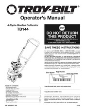 Troy-Bilt TB144 Manual Del Operador