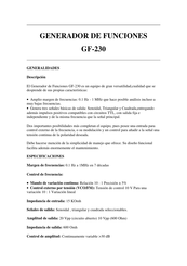 Promax GF-230 Manual De Instrucciones