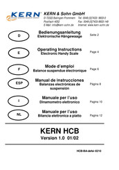 KERN HCB 50K100 Manual De Instrucciones