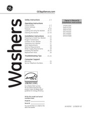 GE WCVH6800 Manual Del Propietario E Instrucciones De Instalación