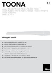 Nice TOONA TO5024HS Instrucciones Y Advertencias Para La Instalación Y El Uso