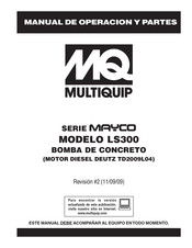 MQ Multiquip LS300 Manual De Operación Y Partes