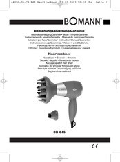 BOMANN CB 846 Instrucciones De Servicio/Garantía