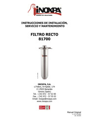 iNOXPA FILTRO RECTO Instrucciones De Instalación, Servicio Y Mantenimiento