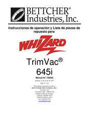 BETTCHER INDUSTRIES Whizard TrimVac 645i Instrucciones De Operación