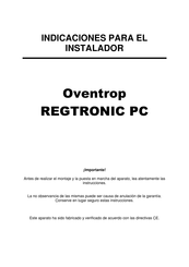 oventrop REGTRONIC PC Indicaciones Para El Instalador
