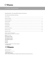 Vitamix Total Nutrition Center Manual Del Usuario