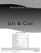 Maytag NEPTUNE MD75 Manual Del Usuario