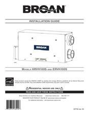 Broan HRVH100S Guia De Instalacion