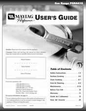 Maytag Performa PGR4410 Manual Del Usuario