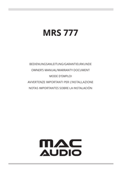 MAC Audio MRS 777 Notas Importantes Sobre La Instalación