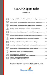 Thomashilfen RECARO Sport Reha Instrucciones De Montaje