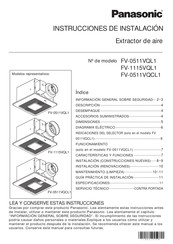 Panasonic FV-1115VQL1 Instrucciones De Instalación