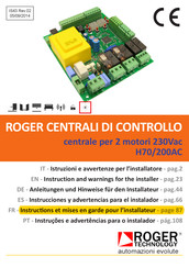 Roger H70/200AC Instrucciones Y Advertencias Para El Instalador