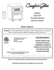 World Marketing of America Comfort Glow QDE1345 Instrucciones De Instalación Y El Manual De Propietario