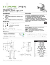 Symmons Origins S-9610-1.5 Manual De Operación Y Mantenimiento