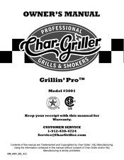 CharGriller Grillin Pro 3001 Manual Del Propietário