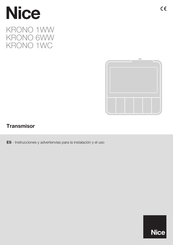 Nice KRONO 1WC Instrucciones Y Advertenvias Para La Instalación Y El Uso