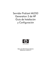 HP ProLiant ML350 Generation 5 Guia De Instalacion Y Configuración