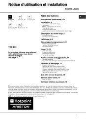 Hotpoint Ariston TCD 833 Folleto De Instrucciones