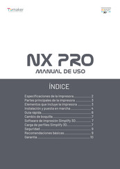 INDART 3D Tumaker NX PRO Manual De Uso