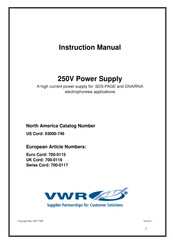 VWR 250V Manual De Instrucciones