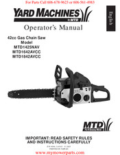 Yard Machines MTD1425NAV Manual Del Operador