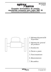 Spirax Sarco SBP30 Instrucciones De Instalación Y Mantenimiento