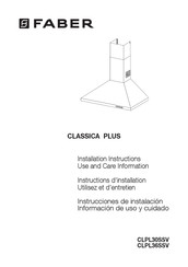 Faber CLASSICA PLUS CLPL36SSV Instrucciones De Instalación Información De Uso Y Cuidado