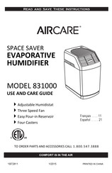 Aircare SPACE SAVER Guía De Uso Y Cuidado