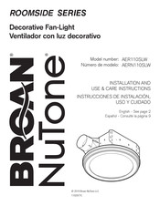 Broan-NuTone ROOMSIDE Serie Instrucciones De Instalación, Uso Y Cuidado