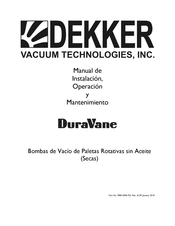 Dekker DuraVane RVD012L Manual De Instalación, Operación Y Mantenimiento