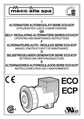 Mecc Alte spa ECO Serie Instrucciones Para Uso Y Mantenimiento