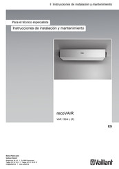 Vaillant recoVAIR VAR 150/4 L Instrucciones De Instalación Y Mantenimiento