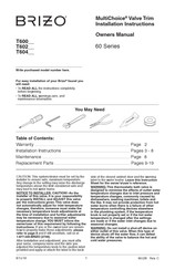 Brizo MultiChoice 60 Serie El Manual Del Propietario