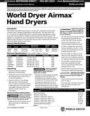 World Dryer AirMax DM548 Instrucciones De Funcionamiento Y Manual De Piezas