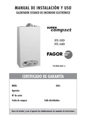 Fagor SUPER COMPACT FE-11D Manual De Instalacion Y Uso