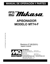 MULTIQUIP Mikasa MT74-F Manual De Operación Y Partes