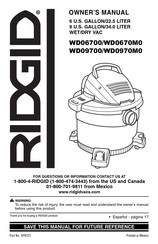 RIDGID WD06700 Manual Del Propietário