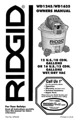 RIDGID WD1635 Manual Del Propietário