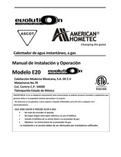 American Hometec Evolution E20 Manual De Instalación Y Operación