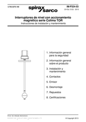 Spirax Sarco Colima TOR PP Instrucciones De Instalación Y Mantenimiento