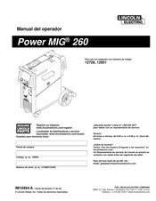 Lincoln Electric Power MIG 260 Manual Del Operador