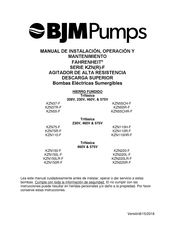 BJM Pumps FAHRENHEIT KZN150L-F Manual De Instalación, Operación Y Mantenimiento