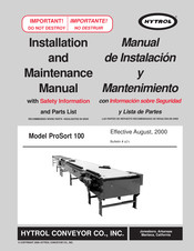 HYTROL ProSort 100 Manual De Instalación Y Mantenimiento